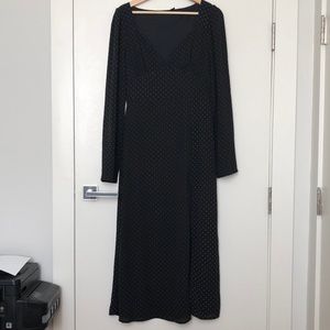 Fashion Union long sleeve polka dot midi dress with slit
